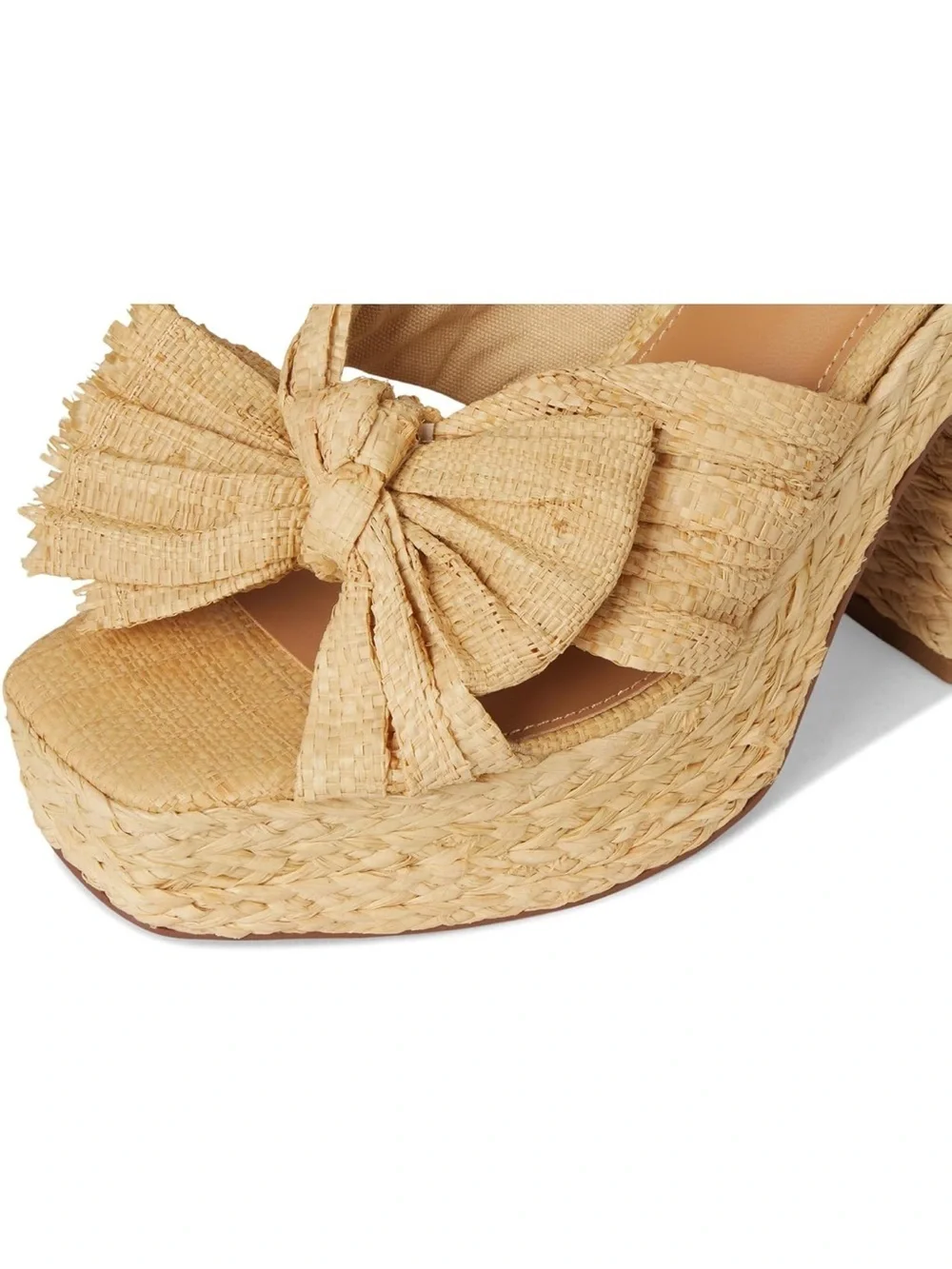 Steve Madden Women’s ROMEY Natural Raffia Bow Platform Sandals Sz 9.5 NWOB